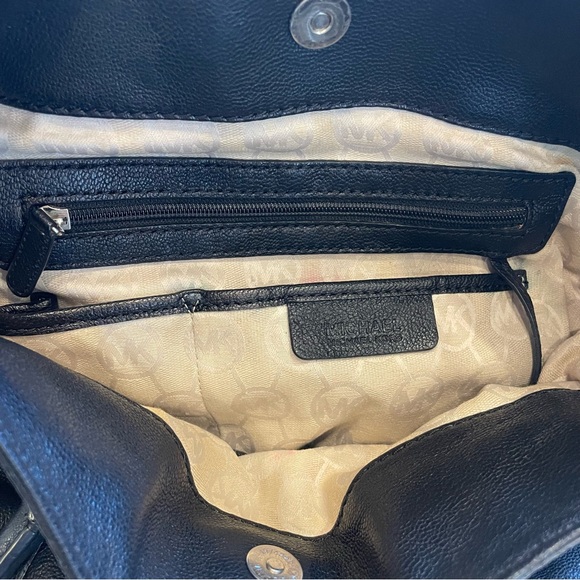 Michael Kors Hamilton Leather Satchel Black With Silver Lock & Chain Large - Picture 16 of 16